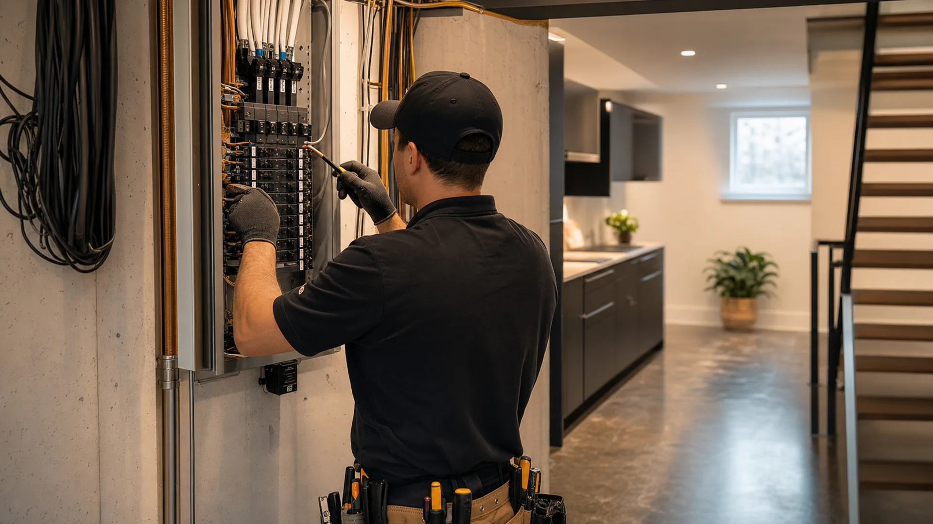 Electricien remplacant un panneau electrique residentiel a Montreal